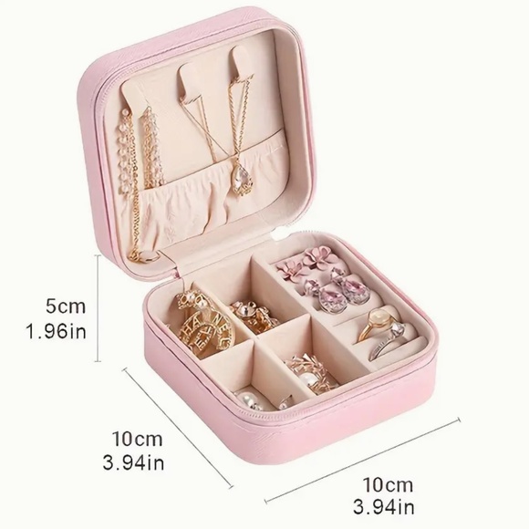 Pink Small PU Leather Jewelry Organizer Box -- Multiple Sections - Zipper - NWT - Picture 5 of 6